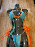 Neon Blue Orange Piped Set